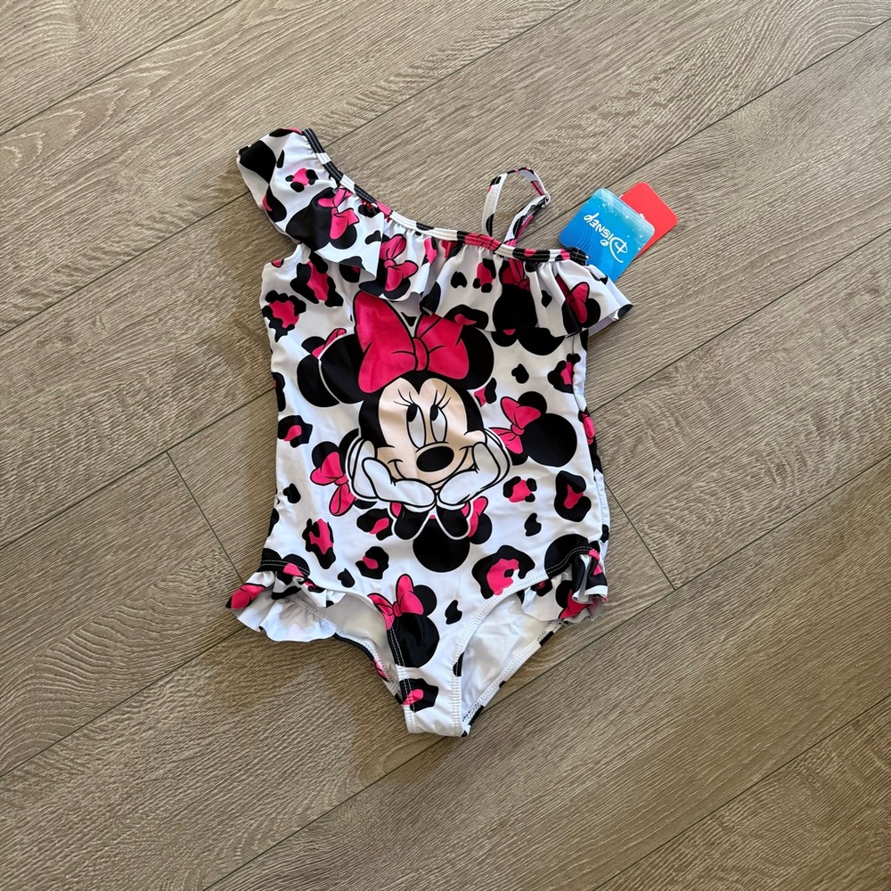 NEW Disney Minnie Mouse One-Shoulder Girl’s Swimsuit